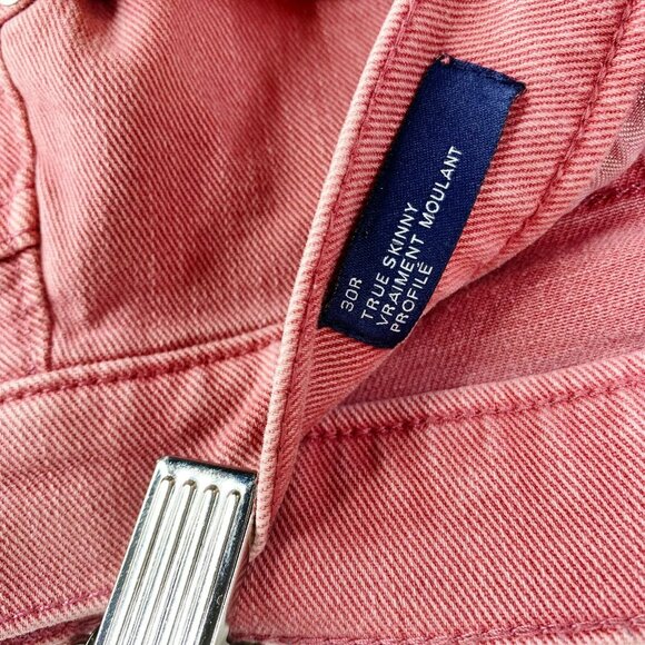 Gap Jeans Womens Size 30 Regular True Skinny Denim Pink Raw Hem - Picture 3 of 3